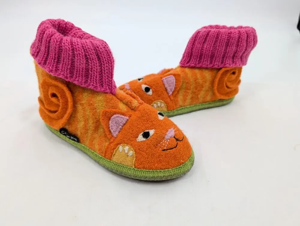 Garnet Hill 100% New Wool Cat Slipper Kid Size 1 Unique Warm Comfy Lounge Casual
